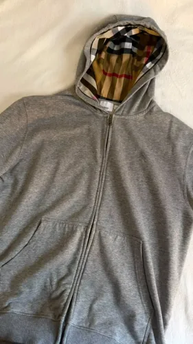 casaco/moletom com capuz burberry original - cinza mescla unissex