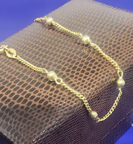 Pulseira Bolinha Infantil Ouro 18 Kilates Peso 1.05 Gramas 13 Cm