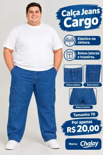 Calça jeans masculina plus size tamanho 70
