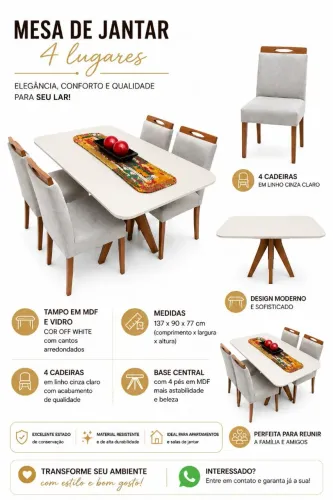 Conjunto de mesa de jantar