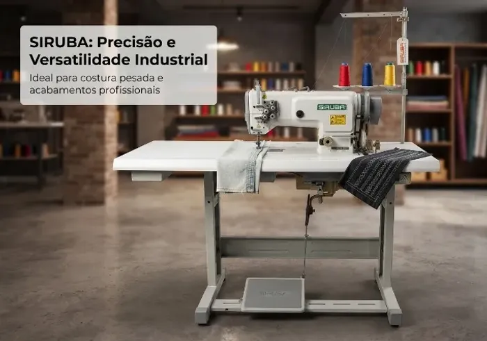 Máquina de Costura Industrial Pespontadeira Siruba (2 Agulhas - Barra Alternada