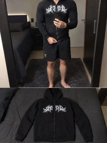 Moletom preto com zíper