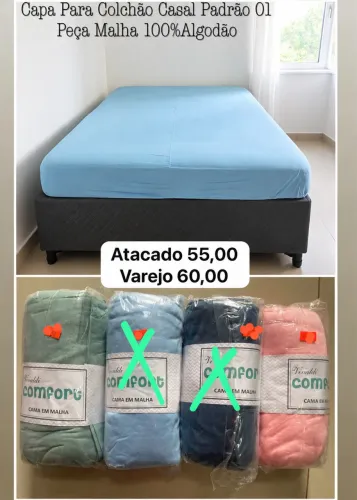 Capa Para Colchão Casal Padrão Malha 100%Algodão