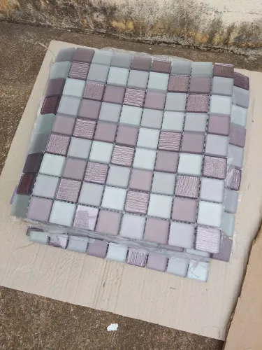 Lote 12 Pastilhas de Vidro Cristal Premium - Novo (Miscelânea Roxo/Cinza)