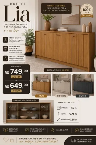 Buffet Lia elegante a pronta entrega