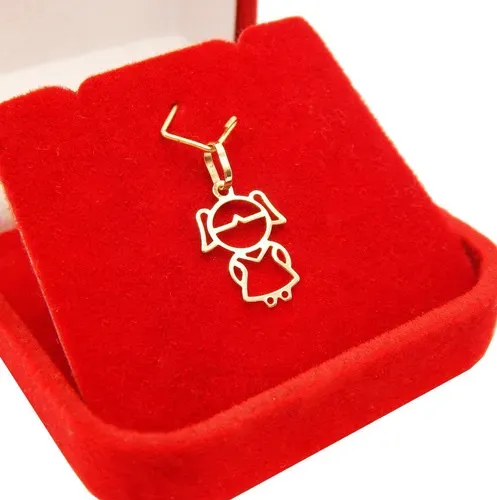 Pingente Menina Ouro 18 Kilates Peso 0.40 Grama 18 mm