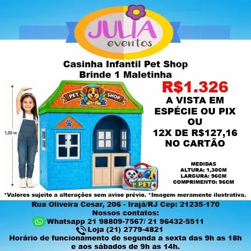 Casinha Infantil Pet Shop + Brinde 1 Matelinha