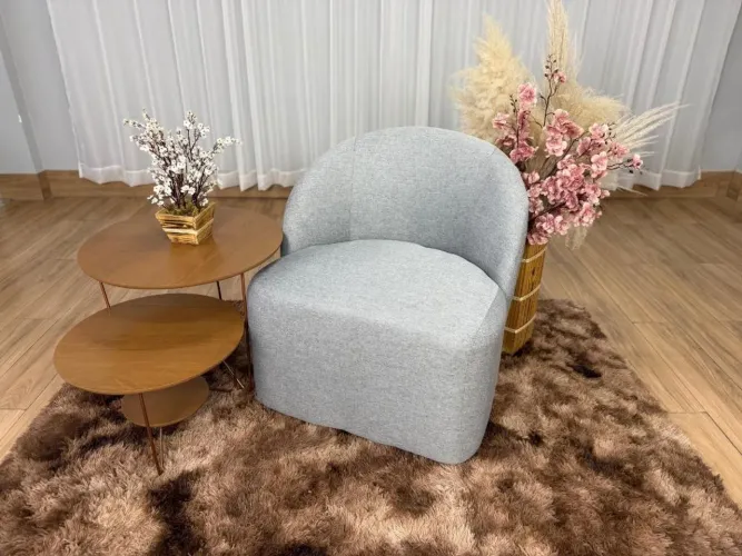 Poltrona Decorativa Doha - Cinza Linho Entrega Rápida