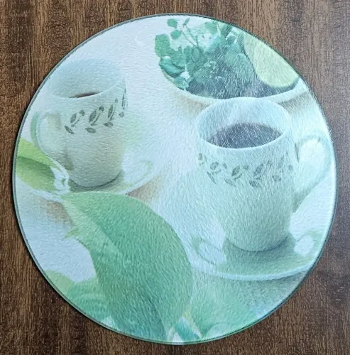 Tábua de vidro redonda para cortar carnes 20cmx20cm