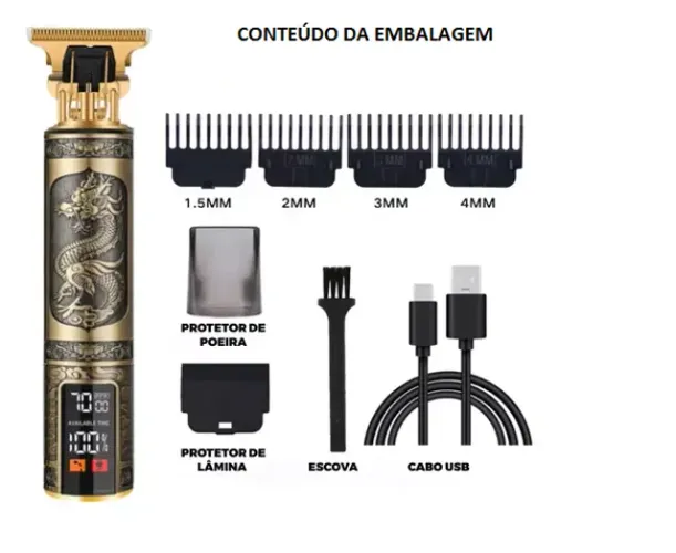 Máquina De Cortar Cabelo E Barba Com Visor Digital Kapbom 3609