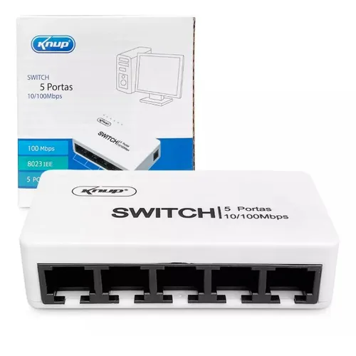 Hub Mini Switch 5 Porta Knup KP-E05A Internet 10/100mbps