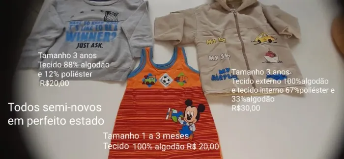 Peças infantis semi-novas bem conservadas - baixou o preço!