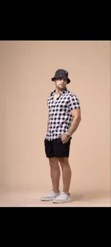 Camisa manga curta em viscolinho