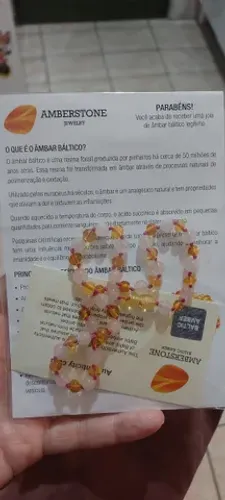 Colar de Âmbar Báltico para Dentição - Quartzo Rosa e Limão(PARCELO CARTÃO)