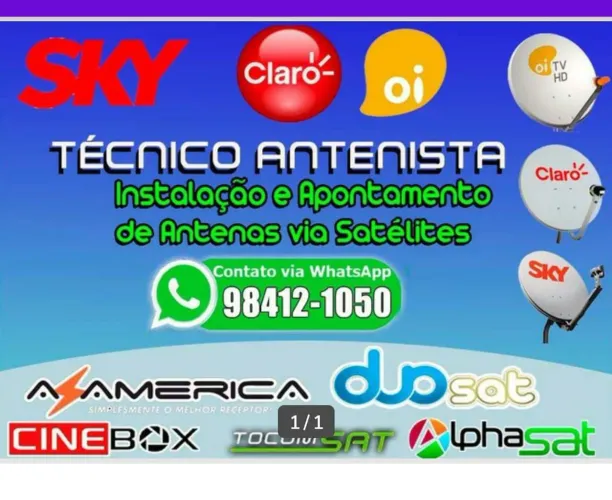 Instalador de Antenas via Satélite - SKY, Claro, Oi