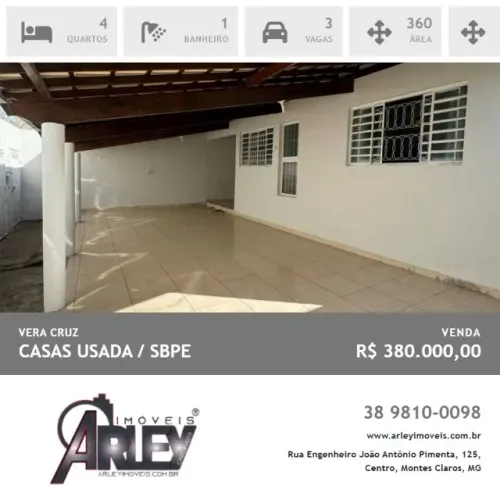 Vera Cruz 03 dormitórios sendo um suíte em lote 360m2