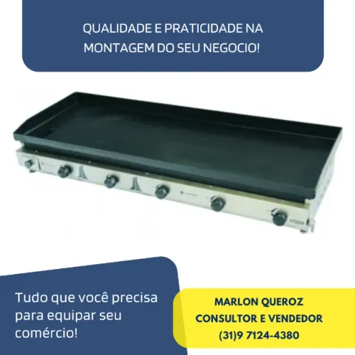 Chapa Bifeteira a Gás 140cm Venâncio Deguste Luxo 6,35mm