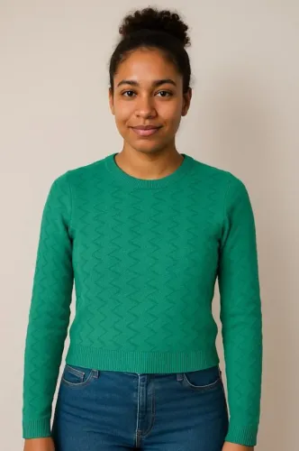 Tricot zigue-zague verde - P