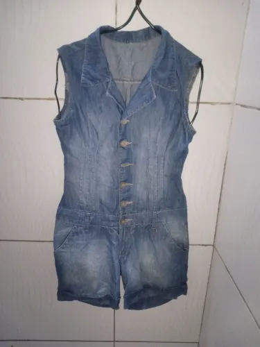 Macacão Curto Jeans Feminino N;36