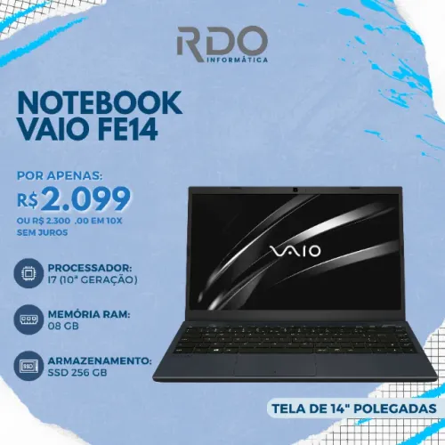 Notebook VAIO FE14 com i7 10ª, 8GB RAM, 256GB SSD - Alta performance! 