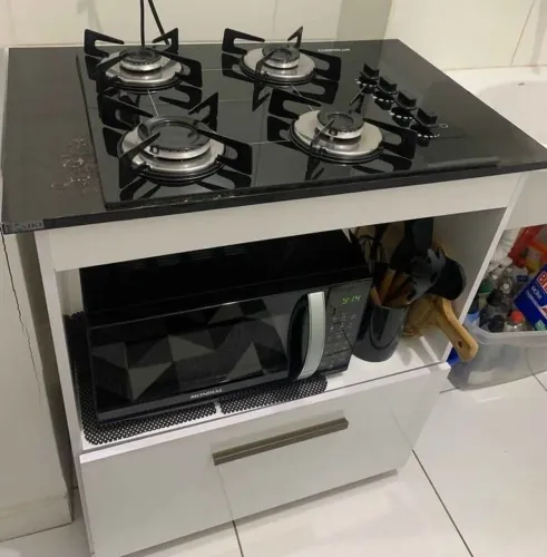 Balcão + cooktop 4 bocas branco