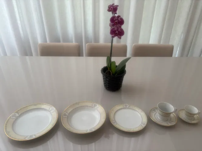 Jogo de chá e jantar de porcelana Germer com 42 peças 