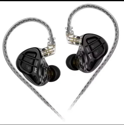 Fone KZ ZAR Sem Microfone 1DD+7BA Híbrido HiFi Profissional Som Detalhado Cabo 2 Pin