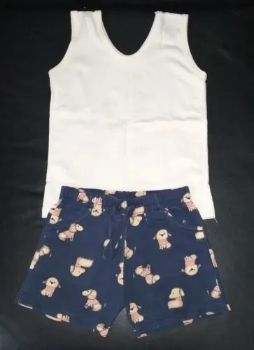 Conjunto regata bege + short cachorro