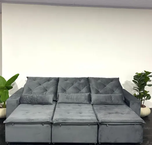 Sofá Cinza Modular com Chaise