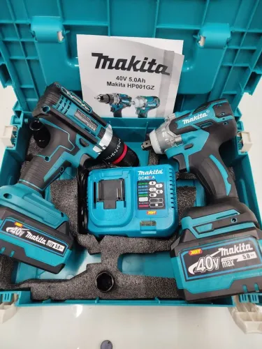 Furadeira e parafusadeira+ chave de impacto 2 baterias Makita