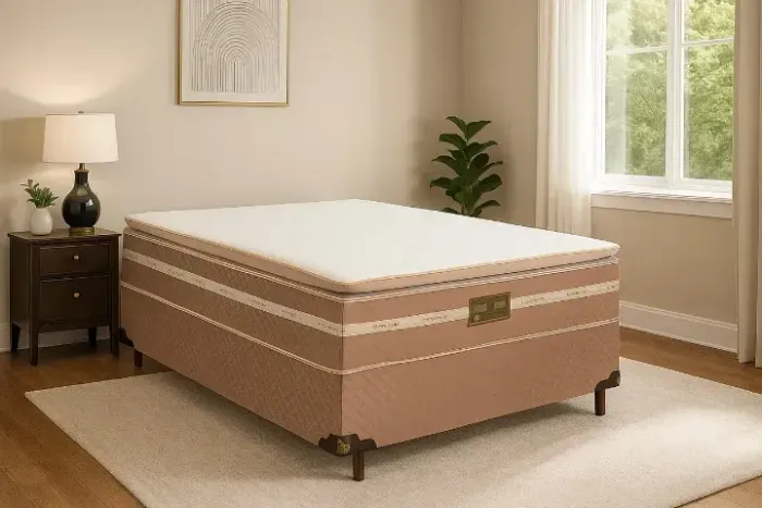 Conjunto Base com Colchão Casal Molas Ensacadas com Pillow