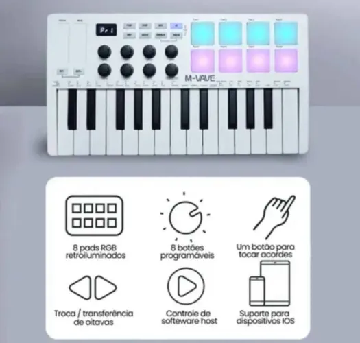 Teclado Controlador Midi De 25 Teclas<br>Piano 8