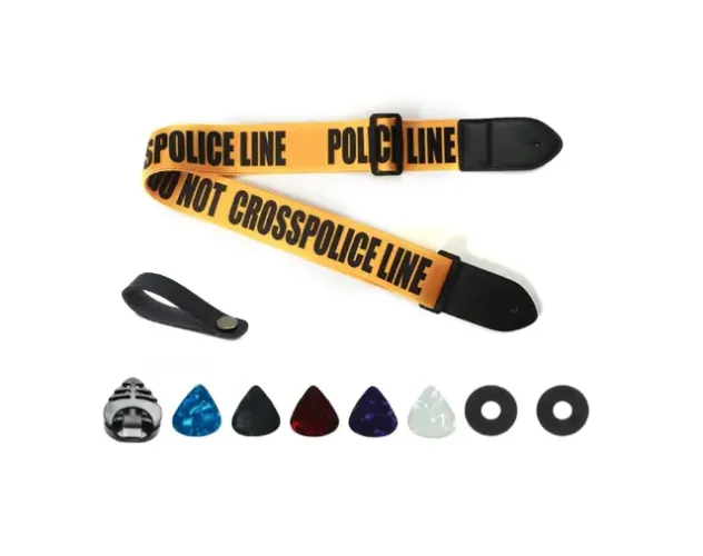 Correia Alça "Police Line" Guitarra Baixo Violão + Box 5 Palhetas