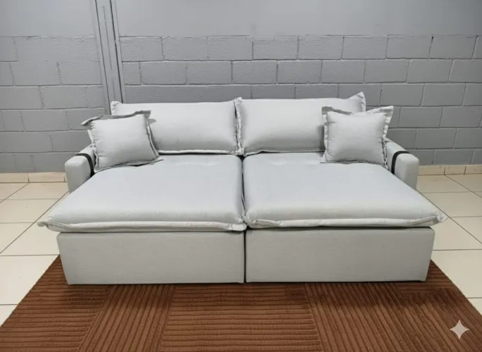 Sofa retrátil de linho 2 lugares 