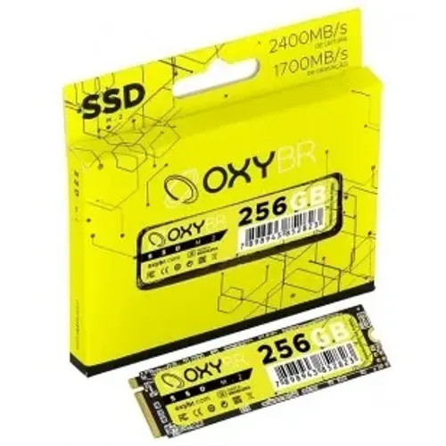 SSD M.2 PCIe NVMe 256GB OXY, M.2 2280, Gen3, LEITURA 2400 MB/S, GRAVAÇÃO 1700 MB/S - OXYBR