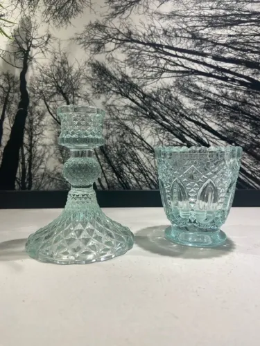 Conjunto de Castiçais Decorativos - Elegância em Vidro