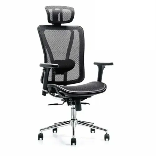 Cadeira de Escritório Ergonômica Preta toda em tela marca rivatti com Rodas