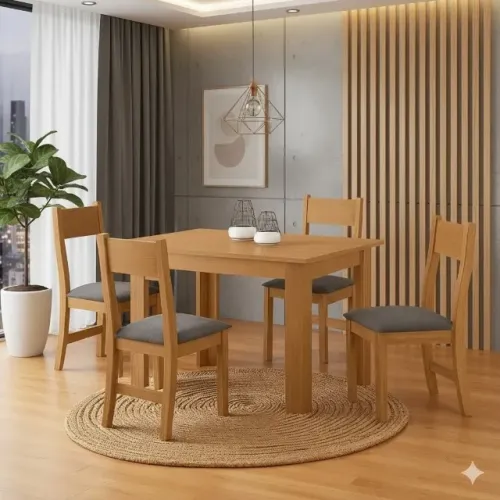 Promoção Mesa de jantar Flora com Cadeiras Grafite