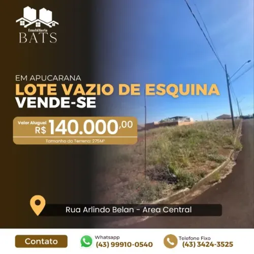 Vende-se terreno de lote - Apucarana / Pirapó