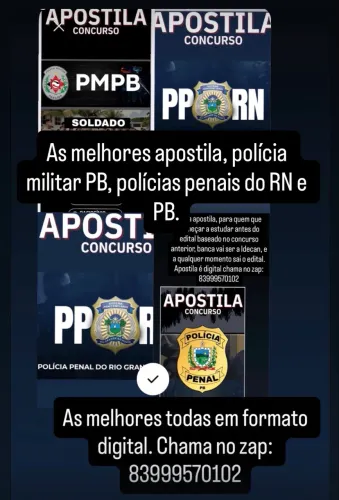 Apostilas para concursos polícias (militar PB, penal PB E RN)