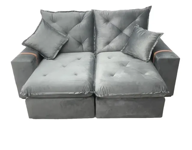 Sofá Lugares Retrátil e Reclinável Tecido Veludo 200cm Fernandes p43