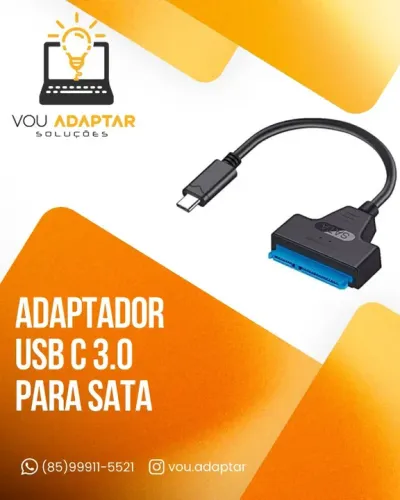 Cabo Adaptador Sata 22 Pinos Ssd/Hd 2.5 Para Usb Tipo C Cor Preto - Tipo-C