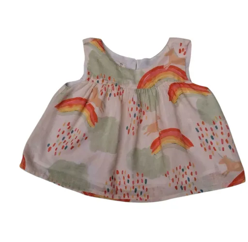 Linda Blusa/ Bata infantil com estampa de arco-íris e unicórnios