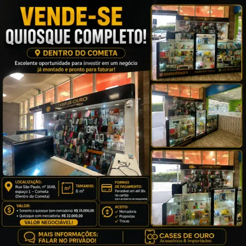 Quiosque Completo à Venda no Cometa | Ponto Pronto para Trabalhar