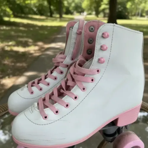 Patins Quad Clássico Branco E Rosa Feminino 4 Rodas (Usado) | Número 36