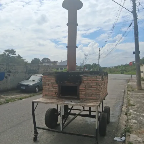 Forno para pizza móvel com máquina de abrir massa