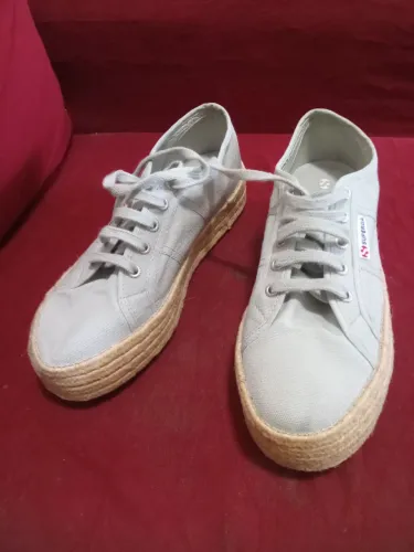 Tênis italiano Superga 38 azul claro corda original excelente