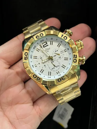 Relógio Masculino Condor Multifunção Dourado Robusto