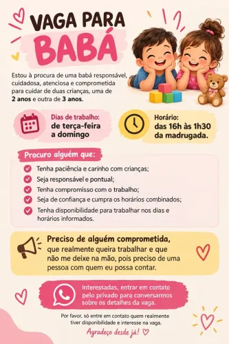 Vaga para babá