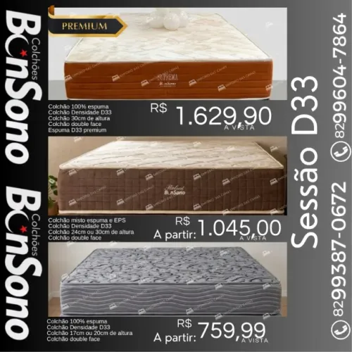 Colchao D33 casal espuma pronta entrega Comercializamos nos tamanhos solteiro ao king size